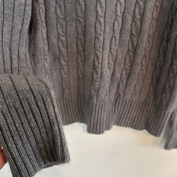 J. Crew Cable Knit Wool Rabbit Hair Blend Cozy Comfy Turtle Neck Grey Sweater - Picture 4 of 8